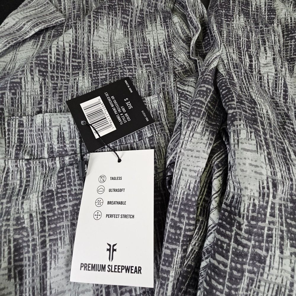 NWT FRYE Gray white pattern Notched Premium sleepwear‎ SET Size SMALL - Picture 3 of 8